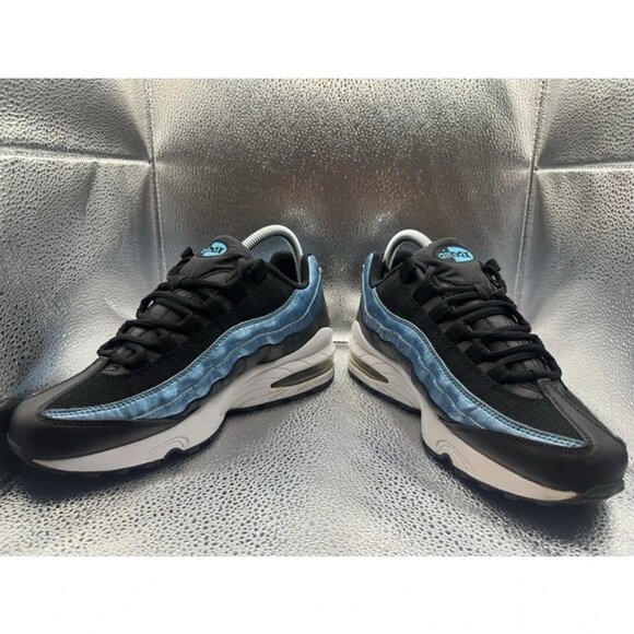 RARE 🚀 Size‎ 6Y - Nike Air Max 95 GS Black Light Current Blue Women’s Sneakers - Picture 5 of 12